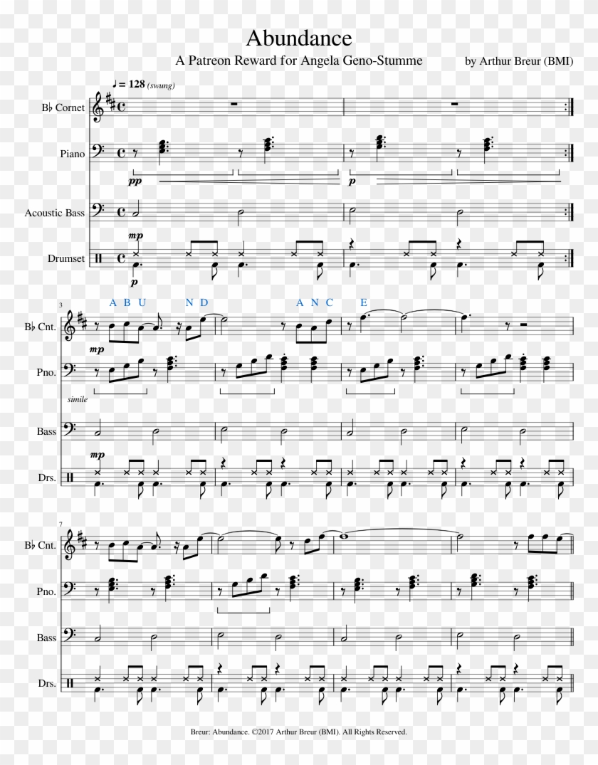 A Patreon Reward Composition Sheet Music For Piano, - Gravity Falls Theme On Trombone Clipart #424570