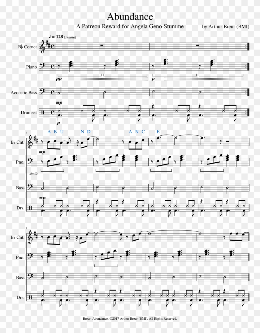 A Patreon Reward Composition Sheet Music For Piano, - Gravity Falls Theme On Trombone Clipart