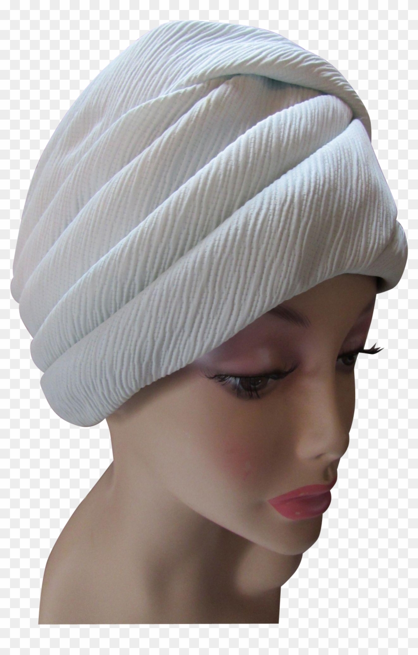 Feminine Turban Hat In Swirls Of Sea Foam Green Crepe - Beanie Clipart