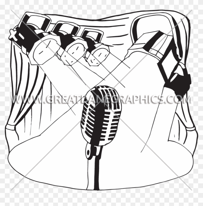 Picture Transparent Library Stage Lights Clipart Black - Stage Lights Drawing - Png Download