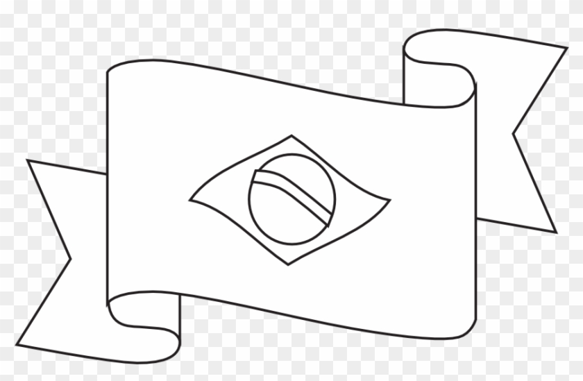 Brazil Ribbon Black White Line Art Hunky Dory Svg Colouringbook - Illustration Clipart #427677
