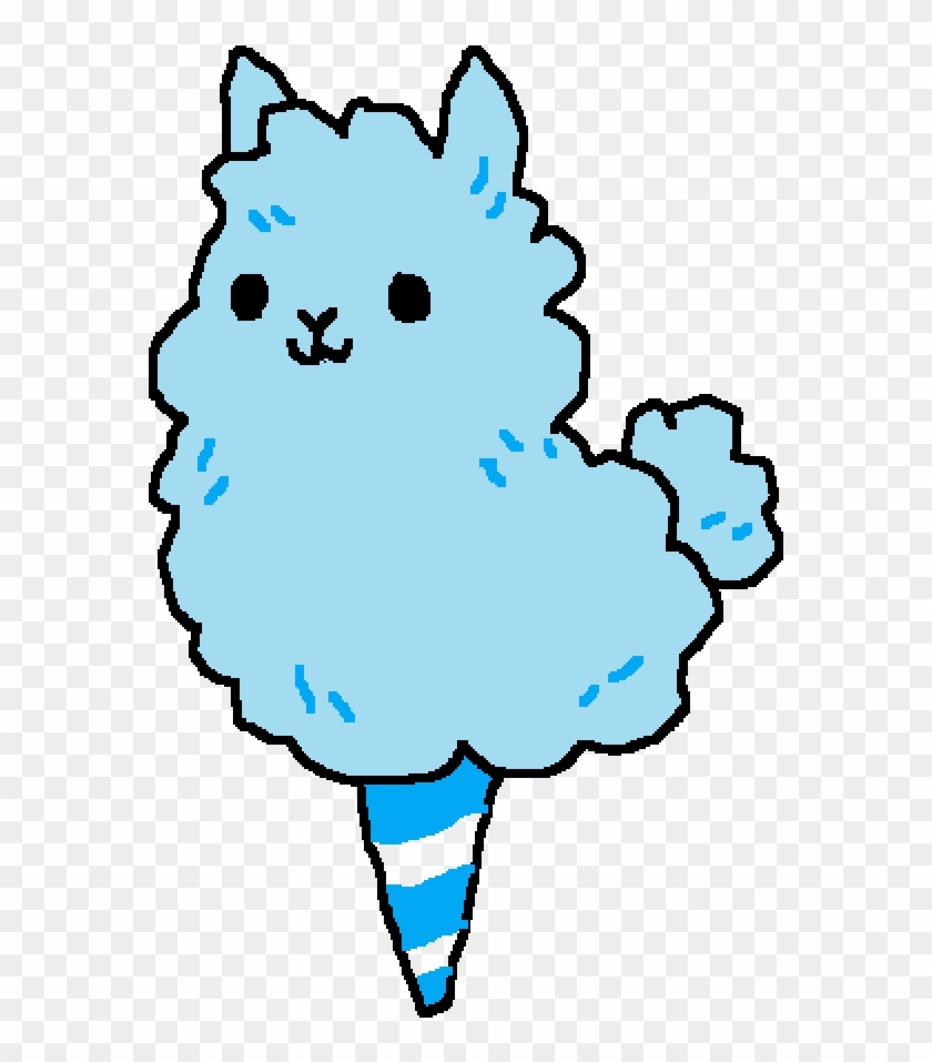 Cotton Candy Llama Blue Version - Kawaii Cotton Candy Llama Clipart