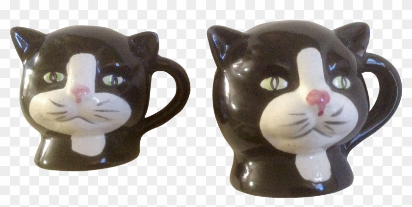 Rare Lego Black Cat Face Large Salt & Pepper Shakers - Figurine Clipart