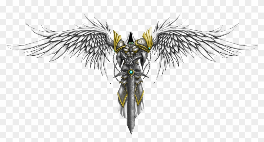 Warrior Angel Png File - Angel With Sword Tattoo Designs Clipart