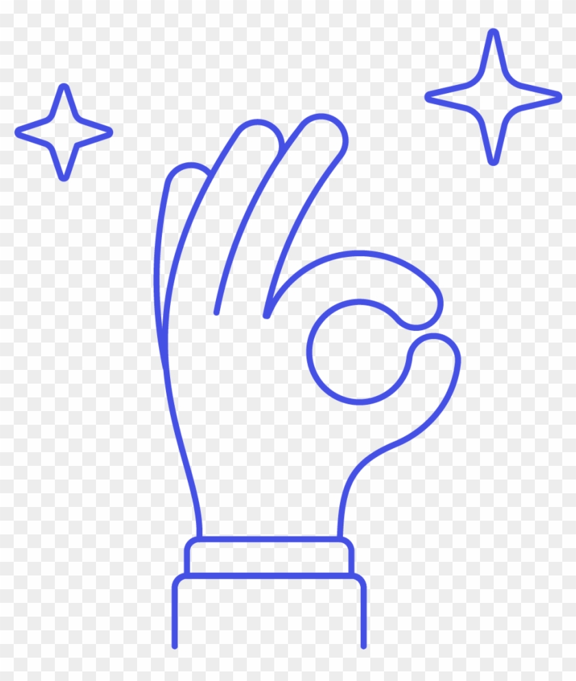 04 Hand All Correct Ok - Line Art Clipart #429312