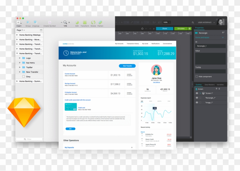 Sketch Plug-in Integration With Justinmind - Web Prototype Clipart