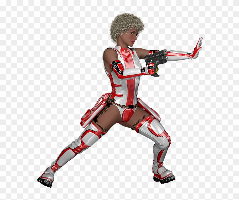 Fighting Warrior Woman Sci-fi Action Hero Pose - Costume Clipart #4200609
