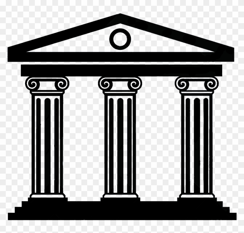 Silhouette Of A Temple Facade - More Militerry Less Skools Clipart