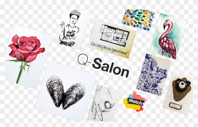 Collage Of Artwork With Paintings, Sketches And Mixed - Sketch Working Arts Clipart