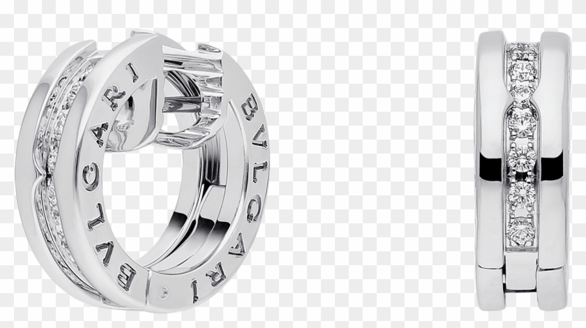 Zero1 Small Hoop Earrings In 18kt White Gold Set With - Bvlgari Earrings B Zero1 Clipart