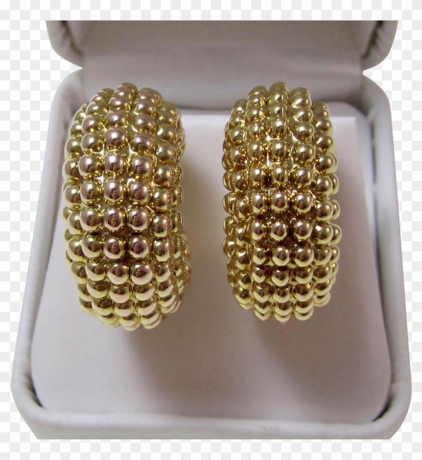 Large Estate Hoop Earrings 14k Yellow Gold - Earrings Clipart