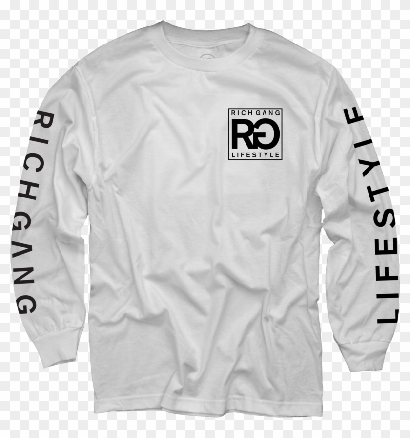 Rich Gang Life Style White Long Sleeve T-shirt - Rich Life T Shirt Clipart