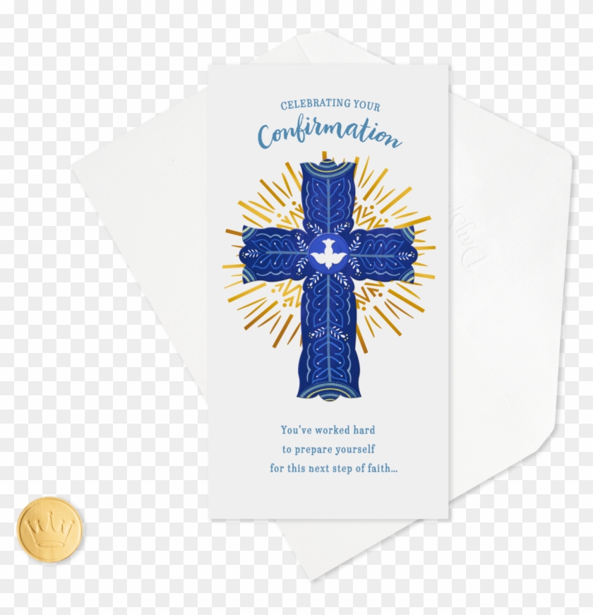 Blue Cross With Dove Confirmation Money Holder Card - Cross Clipart #4207571