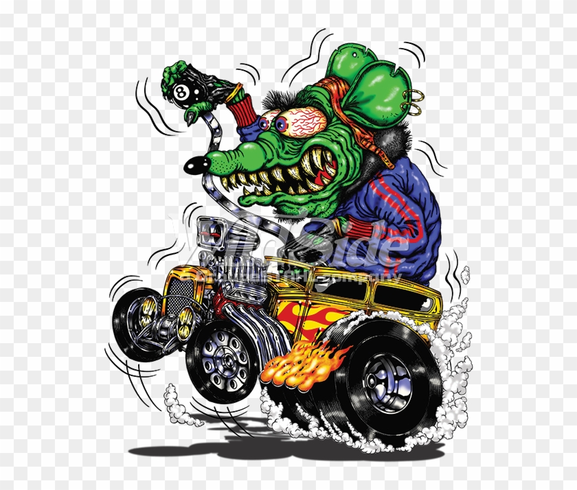 Green Monster Yellow Hot Rod - Monster Hot Rod Cartoon Clipart