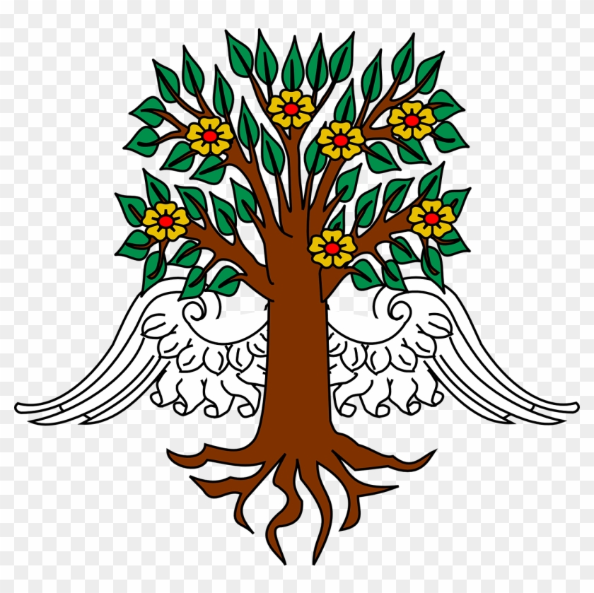 Tree,wings,roots,free Vector Graphics,free Pictures, - Png Heraldry Clipart #4212283