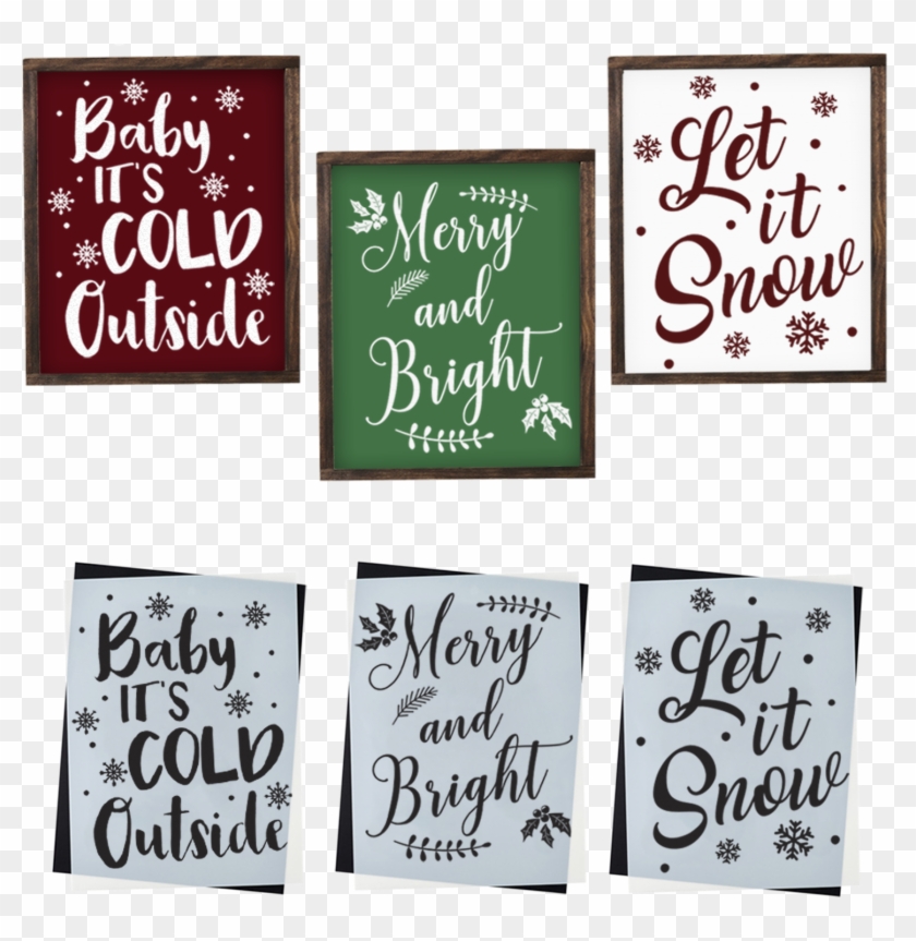Christmas Sign Stencil Let It Snow, Baby It's Cold - Calligraphy Clipart