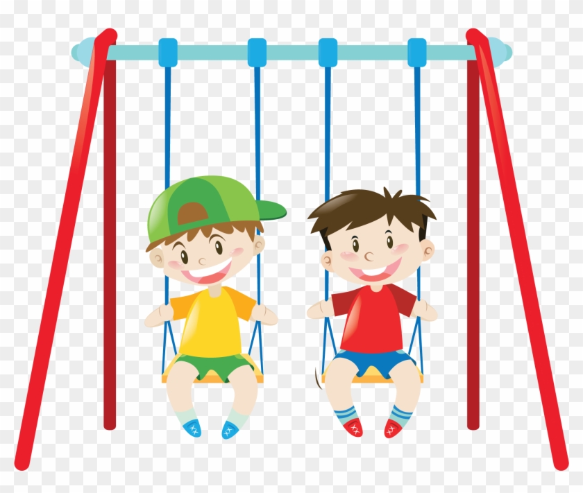 Clipart Park Swing Set - Kid On Swing Clipart - Png Download