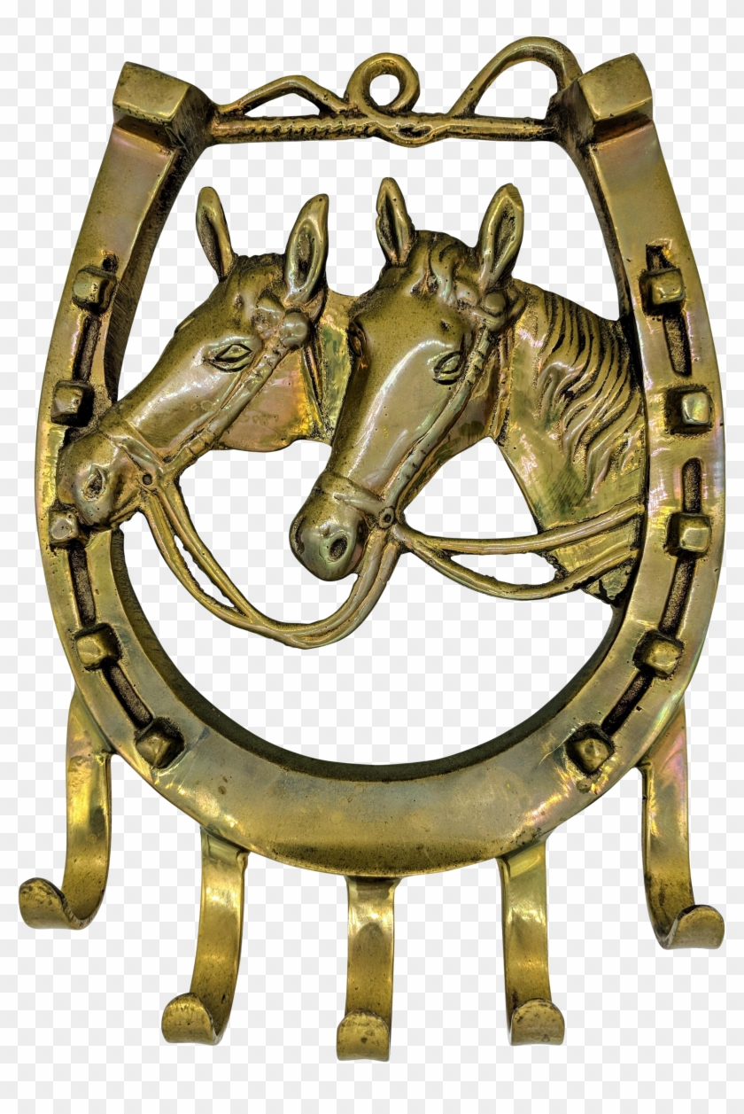 Vintage Brass Horse And Horseshoe Wall Hook On Chairish - Brass Clipart #4213283