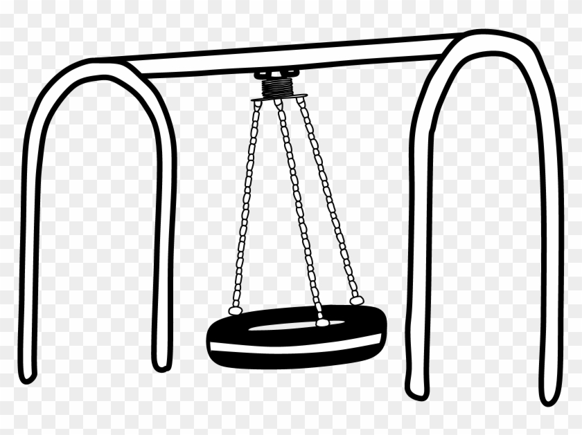 Tire Swing, Stripe, Chains, Arch, Black And White, - Swing Clipart #4213333