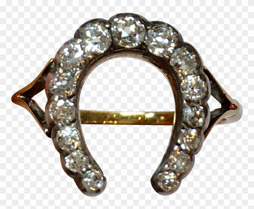 Victorian Diamond And 18k Gold Lucky Horseshoe Ring - Body Jewelry Clipart #4214258