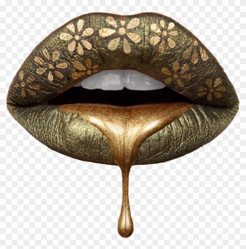 #lips #lipstick #drip #gold #queen #instagram #green - Lipstick Clipart #4214688