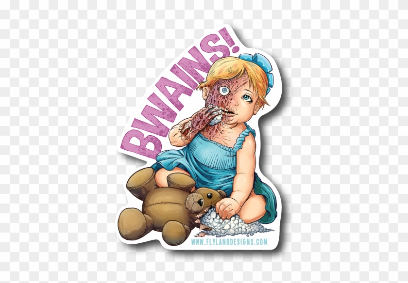 Bwains Scary Girl Vinyl Sticker - Cartoon Clipart #4215404