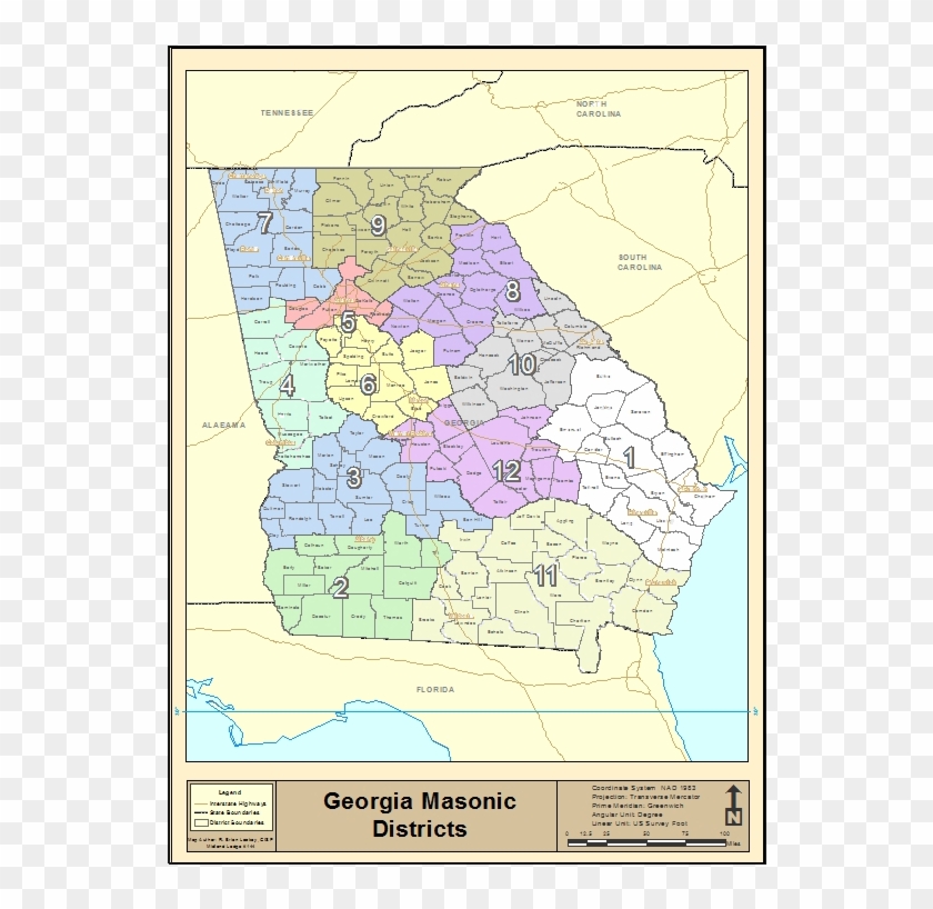 The 12 Masonic Districts Of The Great State Of Georgia - Atlas Clipart #4219987