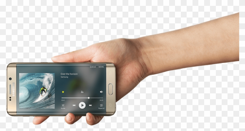 Gold Platinum Galaxy S6 Edge Plus Playing Music - Smartphone Clipart #4221620