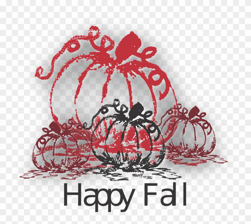 Happy Fall Fall Pumpkins Red Brown Season - Illustration Clipart #4222131