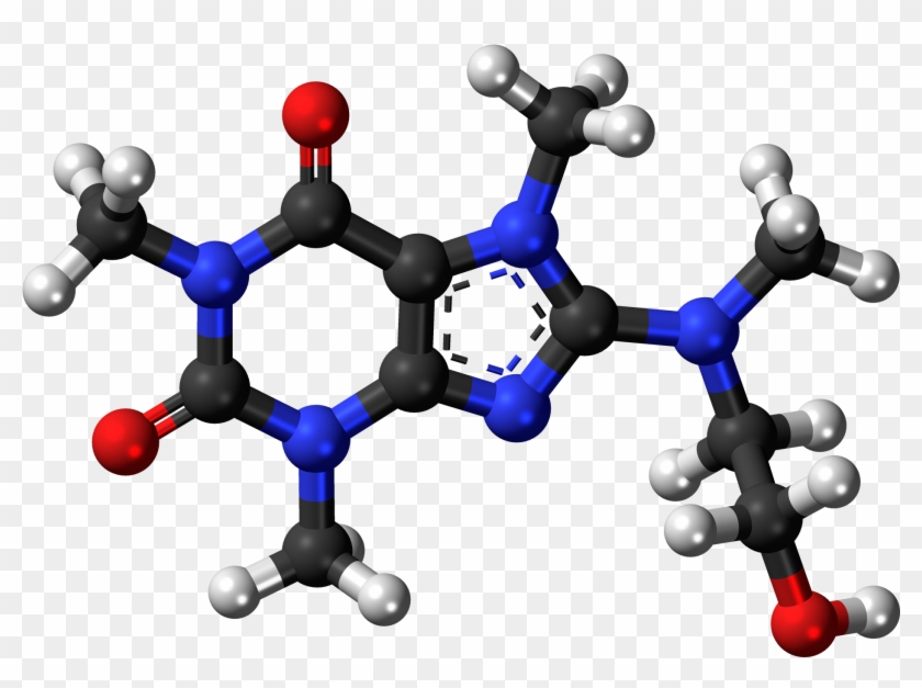 Cafaminol 3d Ball - Ball And Stick Representation Of The Caffeine Molecule Clipart #4222987