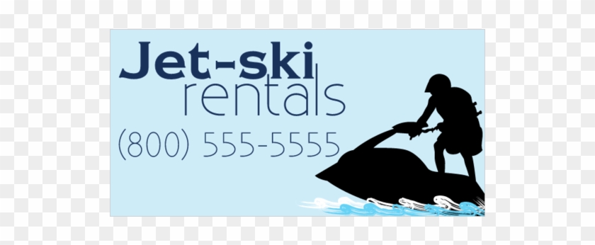 Jet Ski Rentals Vinyl Banner With Jet Skiier Silhouette - Silhouette Clipart
