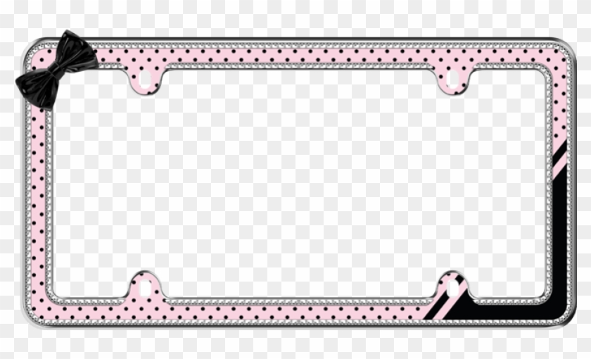 Sparkling Retro Polka Dot Glitter License Plate Frame - Vehicle Registration Plate Clipart