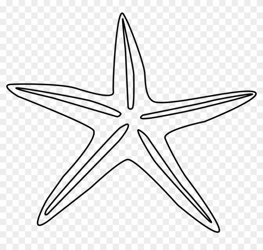 Estrella Fugaz Png , Png Download - Starfish Outline Clipart #4227829