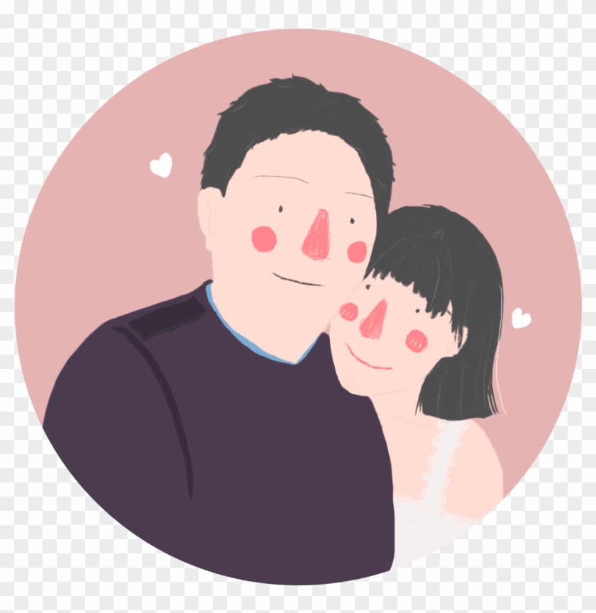 Couple Hand Drawn Illustration Avatar Png And Psd - Cartoon Clipart #4228101