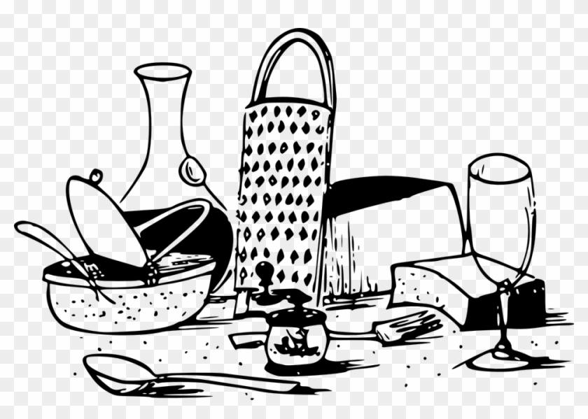 Cheese Wine Grater Drink Food Beverage Basket - Food And Wine Black And White Clipart #4230140