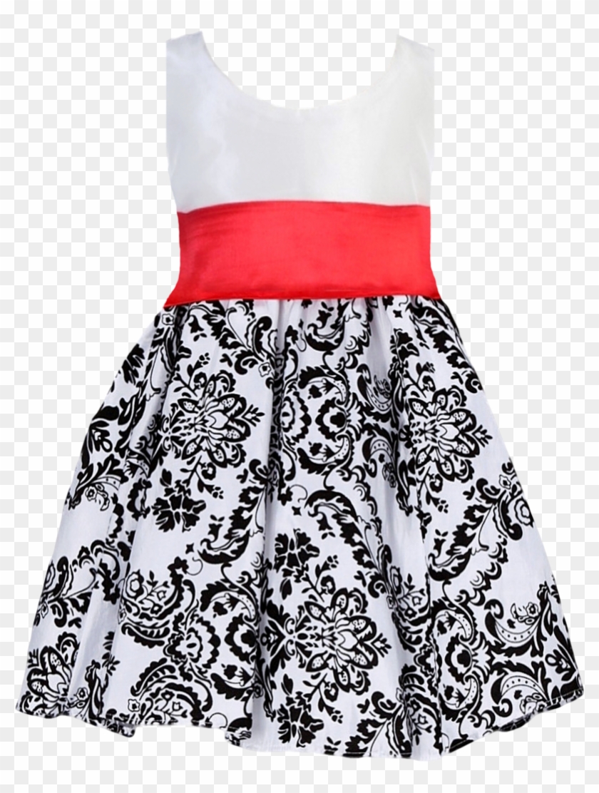 Black Velvet Flocked Damask On White Taffeta Dress - Taffeta Clipart #4230170