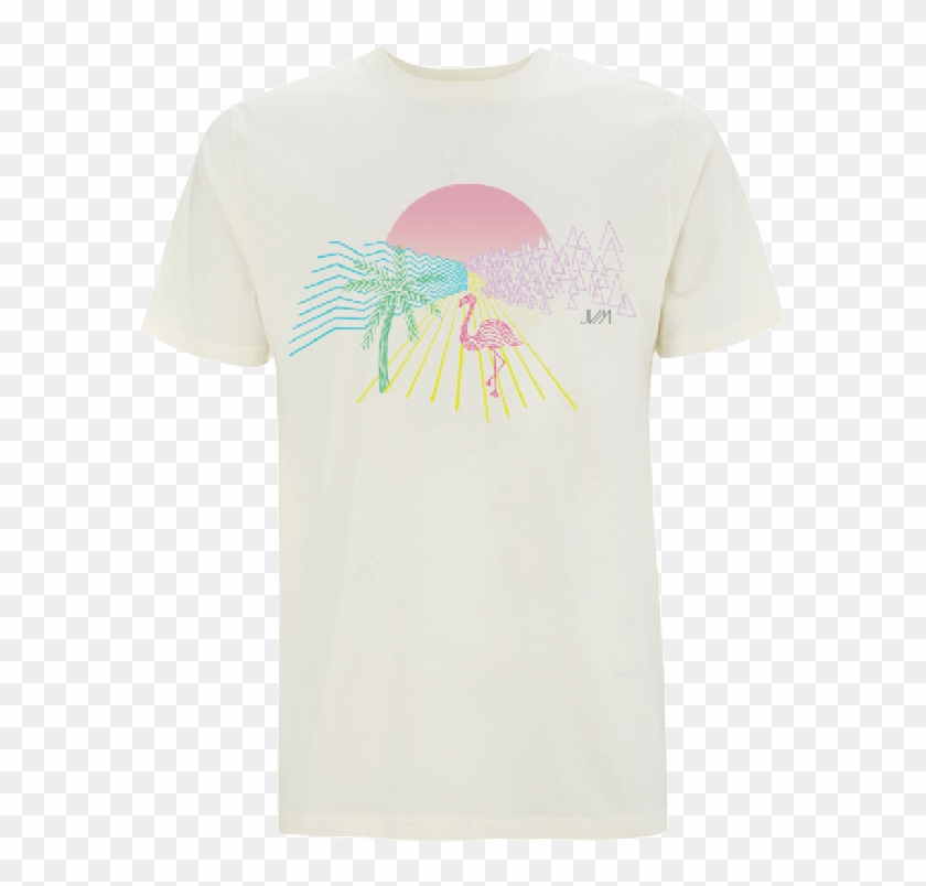 Post Tropical Line Drawing With Fading Sun Ladies - Active Shirt Clipart