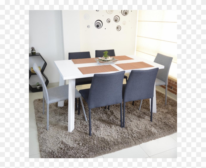 Comedor Lugo Plus Blanco / Plomo Plata Sillas Tapizadas, - Writing Desk Clipart #4231314