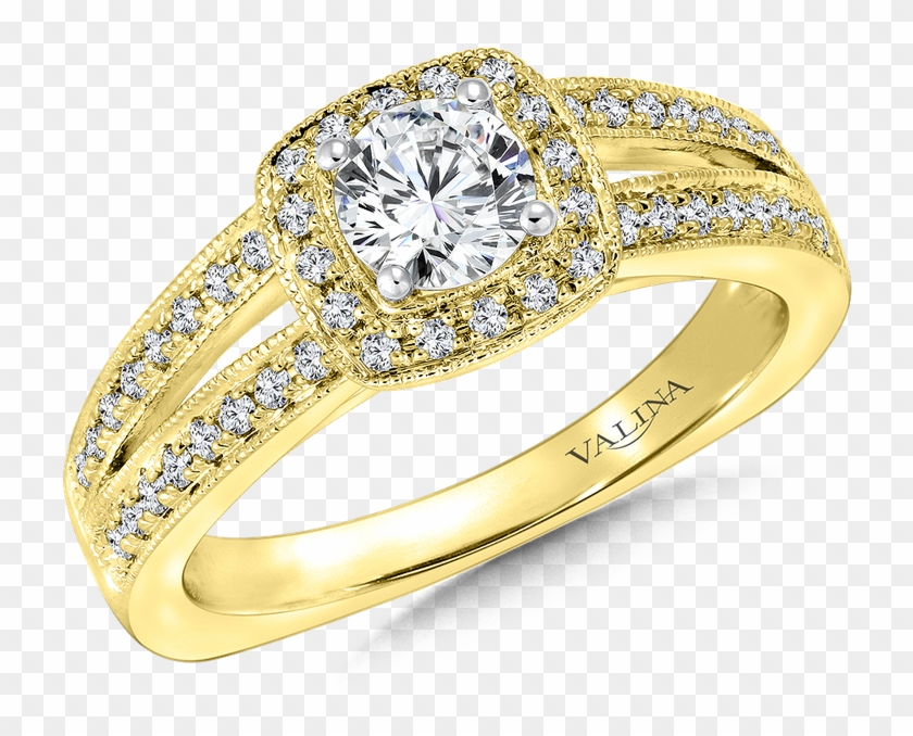 Valina Cushion Shape Halo Mounting - Engagement Ring Clipart