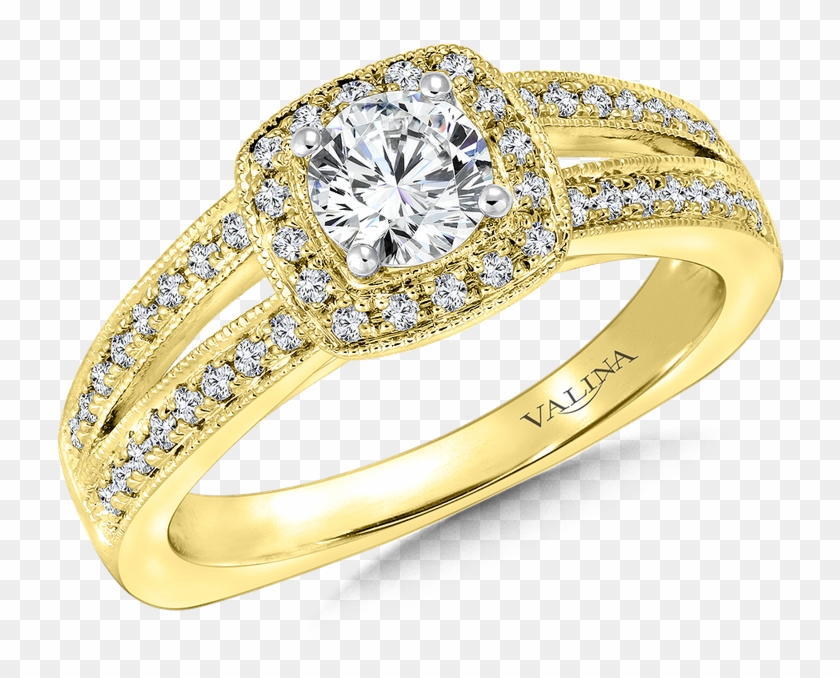 Valina Cushion Shape Halo Mounting - Engagement Ring Clipart #4231478