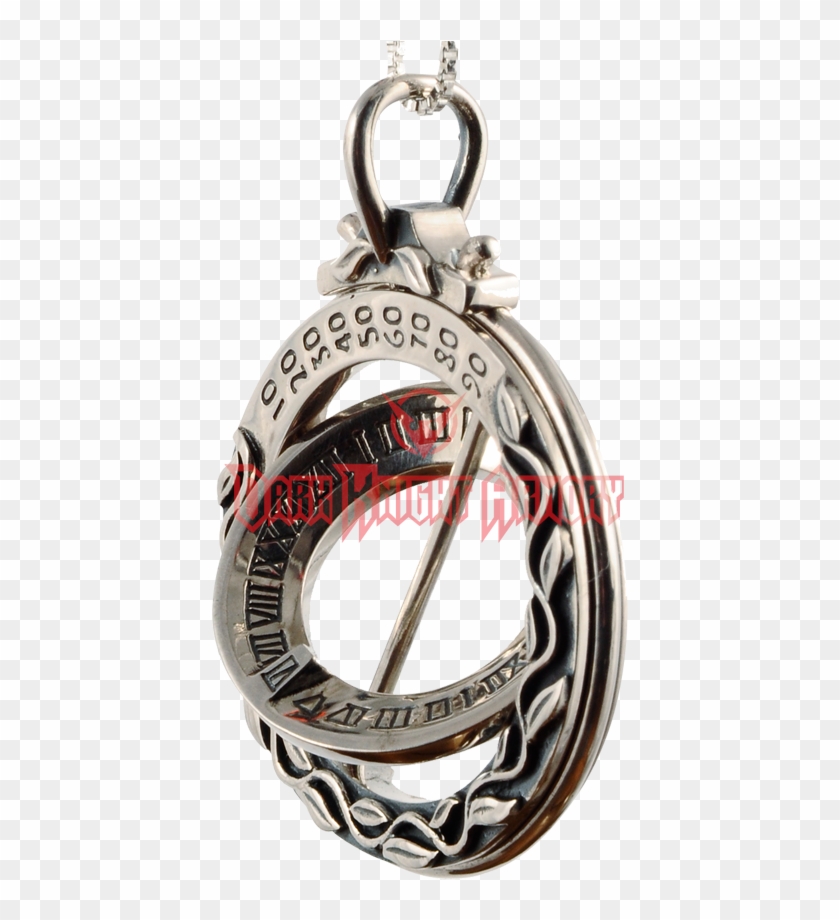 Silver Laurel Leaf Sundial Pendant - Explorer Sundial Necklace Clipart #4232425