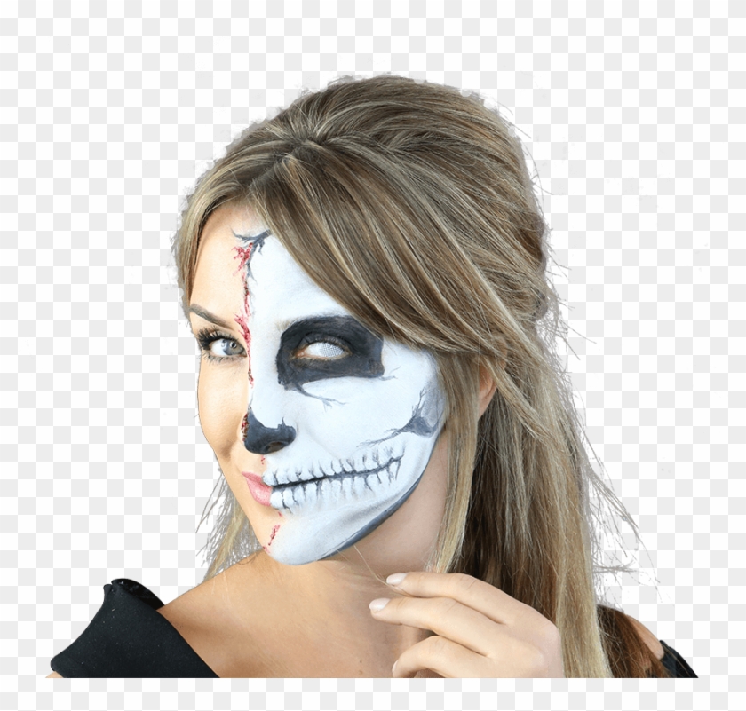 Halloween Look Ripped Skull - Girl Clipart #4232938