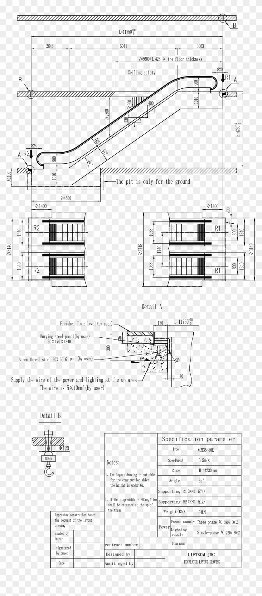 Escalators & Moving Walks - Double Escalator Pit Details Clipart #4233504