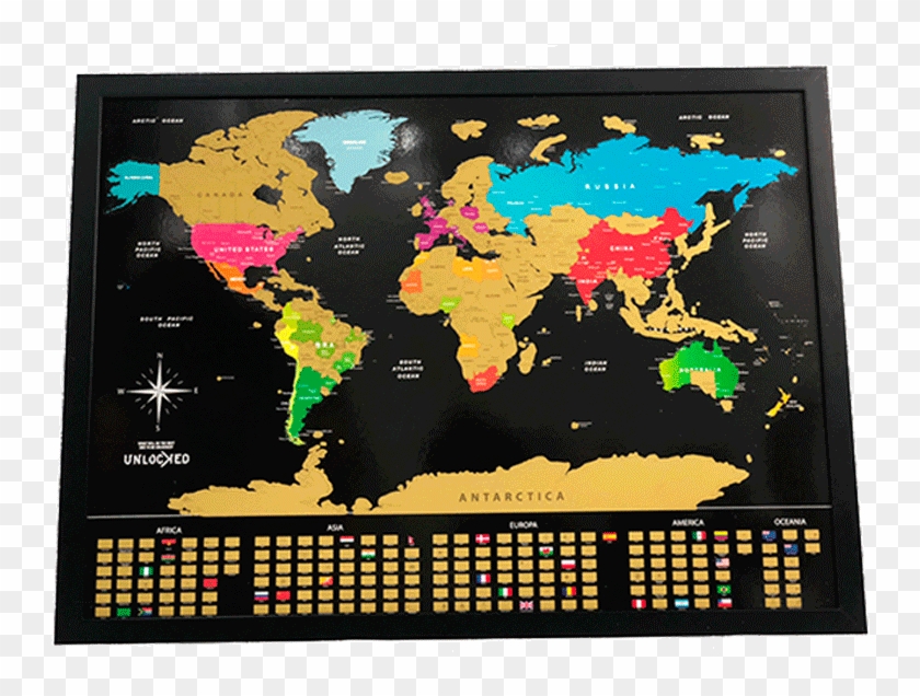 1 Mapa Moldura - Scratch Map Of The World Clipart #4235227