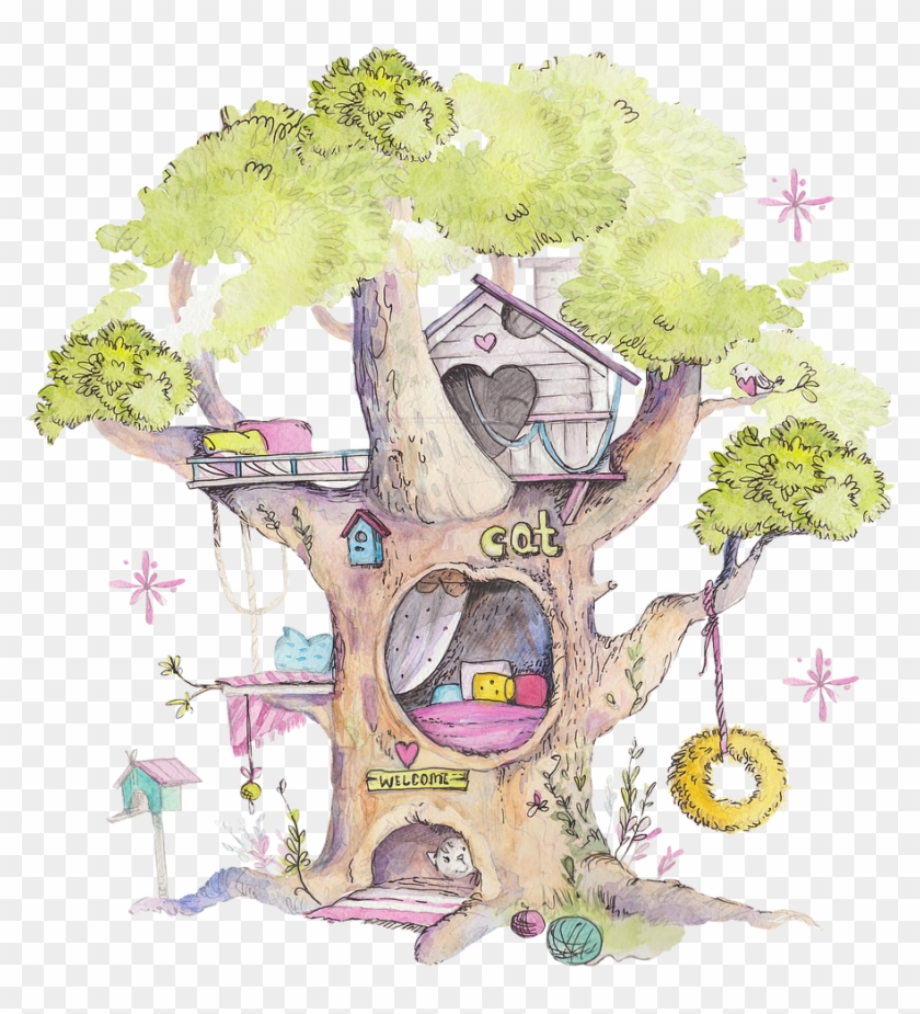 Drawing Watercolors Fairy - Fairy House Drawing Clipart #4235350