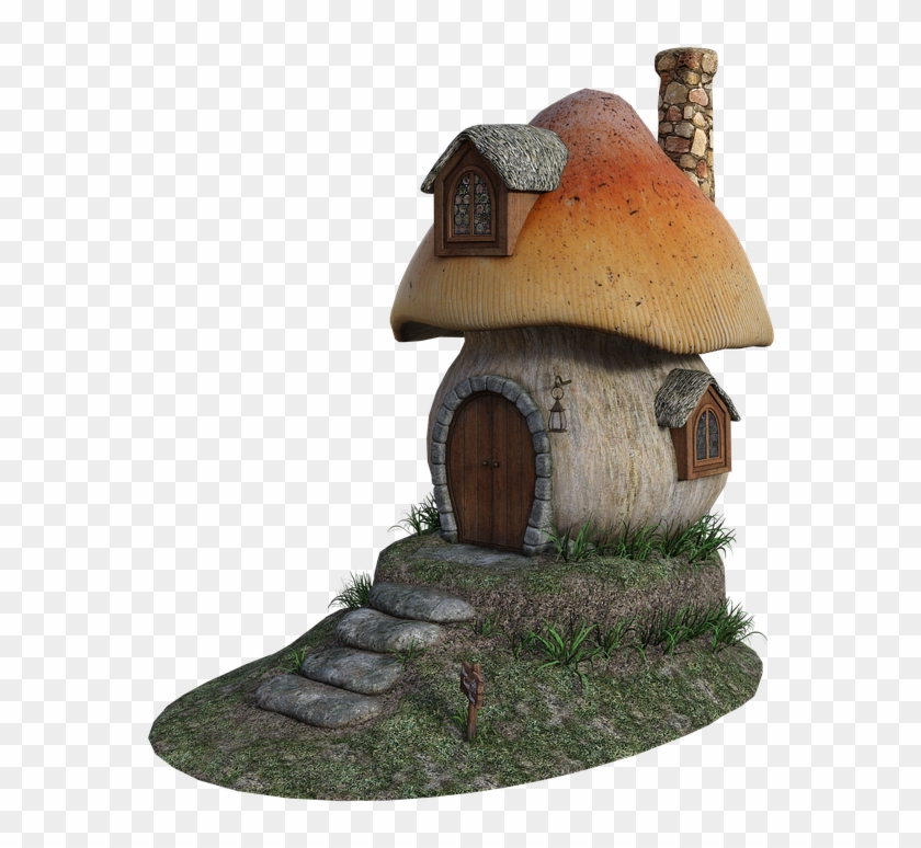 Mushroom House Fantasy Cottage Forest Door Fairy - Grass Clipart #4235487