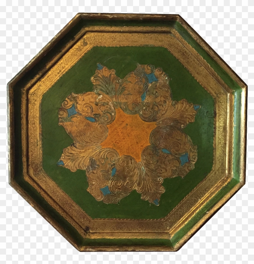 Wonderful Hand Painted Florentine Large Wooden Tray - Motif Clipart #4235831