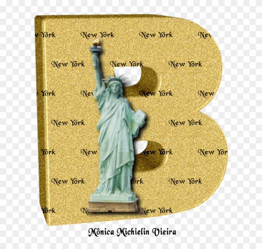 Alfabeto Dourado Com Estátua Da Liberdade Png - Statue Of Liberty Clipart