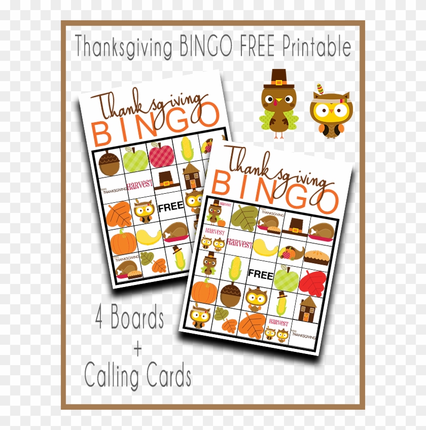Thanksgiving Bingo Free Printable Set - Cartoon Clipart