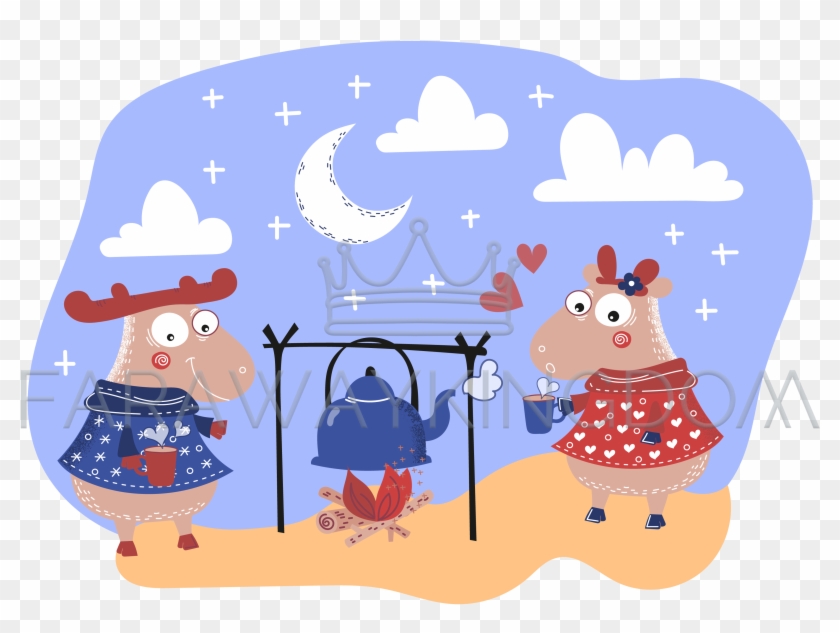 Deer Love Valentine Day Party Animal Vector Illustration - Vector Graphics Clipart